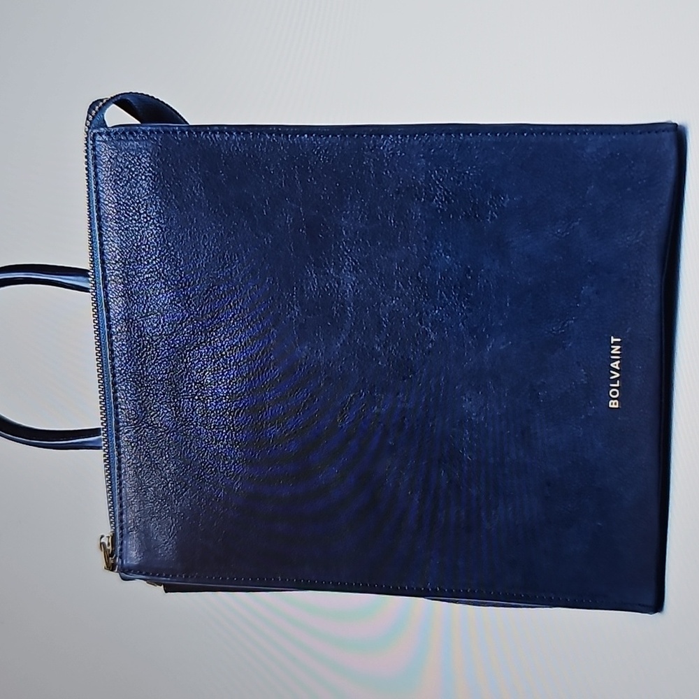 Bolvaint Navy Leather Crossbody Bag